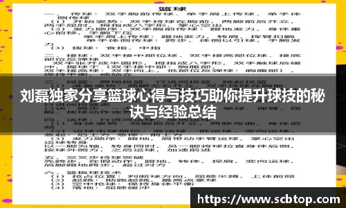 刘磊独家分享篮球心得与技巧助你提升球技的秘诀与经验总结